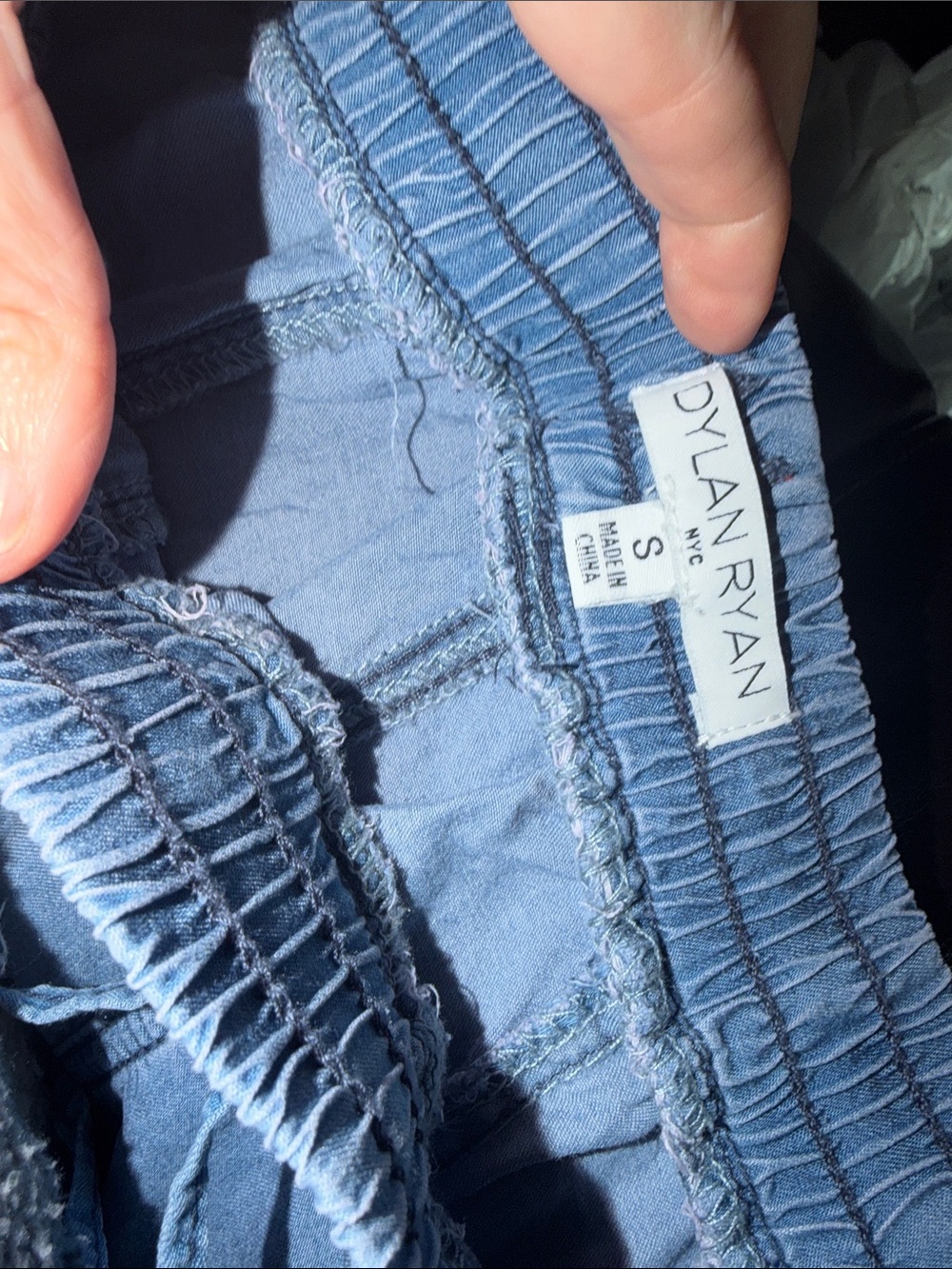 Light Blue Tiered Wide-Leg Denim Pants - Picture 5 of 6